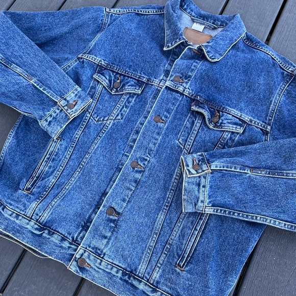 Vintage Levi’s 70507 Blue Denim Trucker Jacket 90s Copper Buttons Batwing Tag XL - Picture 2 of 9
